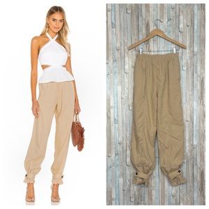 New Tularosa S Tan High Waist Tencel Linen Pull On West Trouser Pant Jogger $198